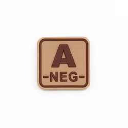 JACKETS TO GO nášivka krevní skupina A- NEG plast velcro DESERT
