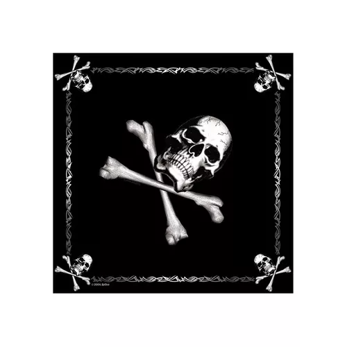 ROTHCO šátek 55 x 55 cm JOLLY ROGER ČERNÝ