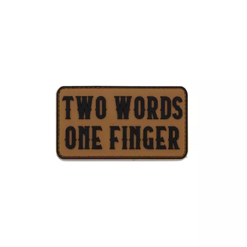 JACKETS TO GO nášivka TWO WORDS ONE FINGER velcro plast COYOTE BROWN