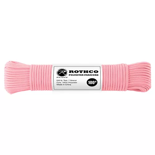 ROTHCO šňůra PARACORD polyester 550LB ø 4 mm / 30 m RŮŽOVÁ