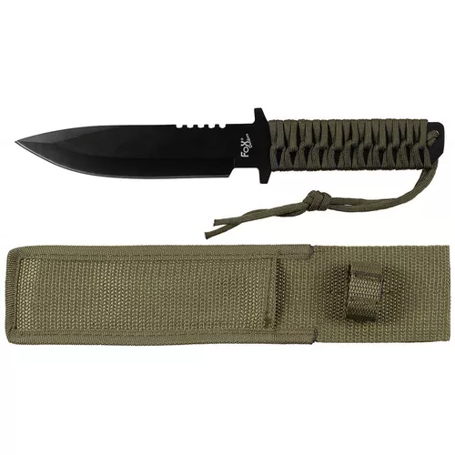FOX Outdoor nůž s pevnou čepelí provazová rukojeť ČERNÝ