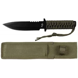 FOX Outdoor nůž s pevnou čepelí provazová rukojeť ČERNÝ