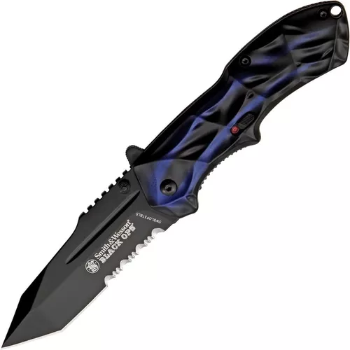 Smith & Wesson nůž zavírací TANTO kombinované ostří MODRÝ