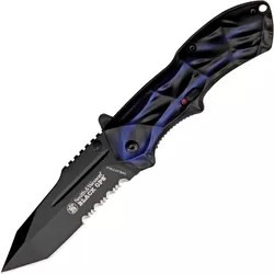 Smith & Wesson nůž zavírací TANTO kombinované ostří MODRÝ
