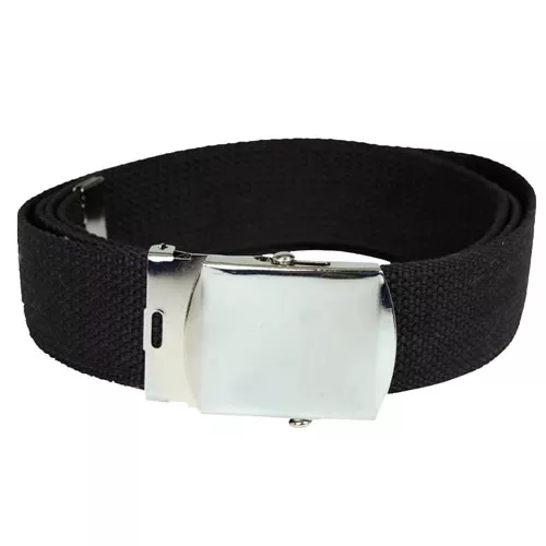 MIL-TEC opasek US šířka 38mm kalhotový se stříbrnou sponou ČERNÝ