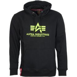 Alpha Industries Mikina  Basic Hoody černá | neon yellow M