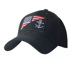 ROTHCO čepice s vyšitým znakem US NAVY a US vlajky MODRÁ