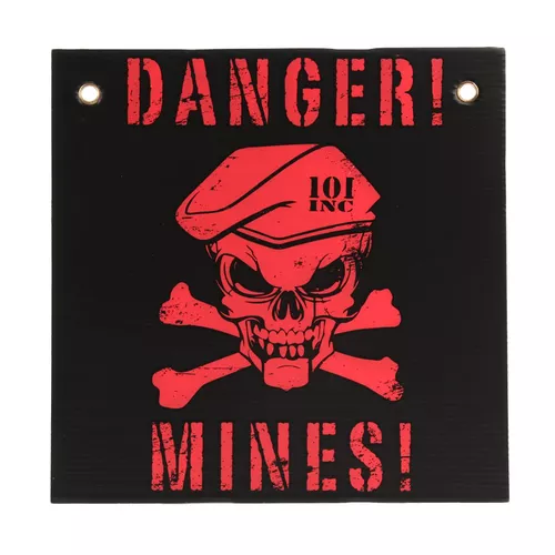 101INC cedule plastová DANGER! MINES! ČERNO/ČERVENÁ