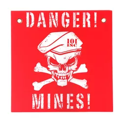 101INC cedule plastová DANGER! MINES! ČERVENO/BÍLÁ
