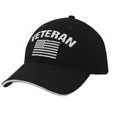 ROTHCO čepice baseball US vlajka VETERAN ČERNÁ