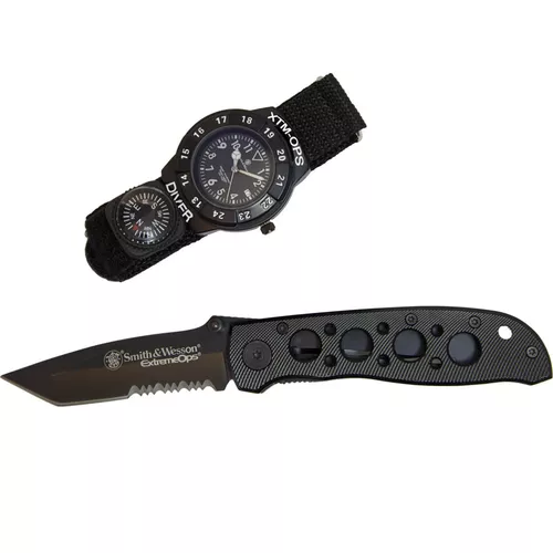 Smith & Wesson dárkový Set EXTREME OPS COMBO zavírací nůž + hodinky