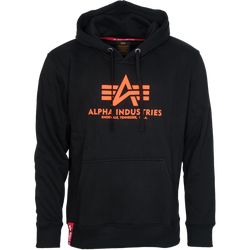 Alpha Industries Mikina  Basic Hoody černá | neon orange M