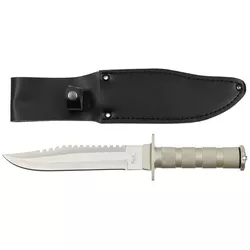 FOX Outdoor nůž na přežití celokovový s pouzdrem STŘÍBRNÝ