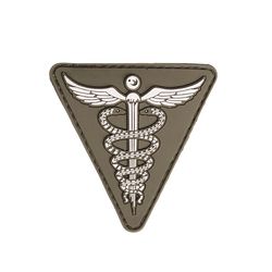 Nášivka gumová 3D: Lékařský symbol - Caduceus olivová