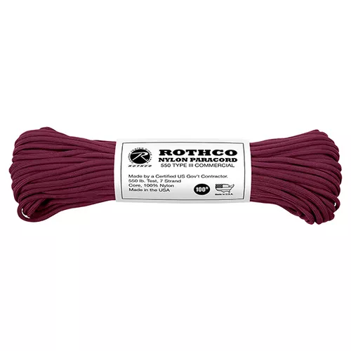 ROTHCO šňůra PARACORD nylon 550LB ø 4 mm / 30 m BURGUNDY