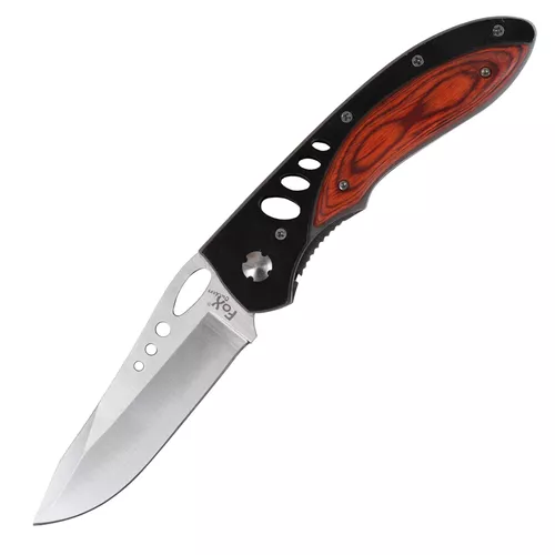 FOX Outdoor nůž zavírací 22,5x9,5cm perforovaný DŘEVO/ČERNÁ