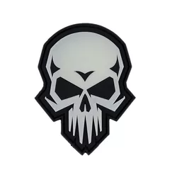 101INC nášivka 3D plastová PSYCHO SKULL velcro GLOW IN THE DARK