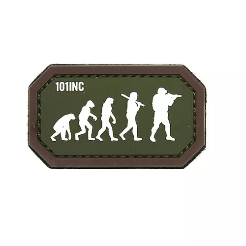 101INC nášivka AIRSOFT EVOLUTION velcro 3D PVC ZELENÁ/HNĚDÁ