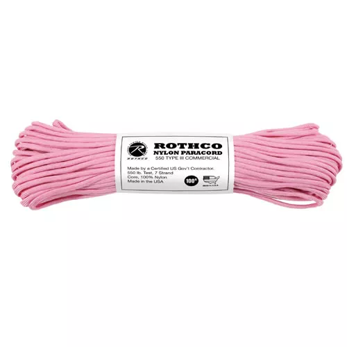 ROTHCO šňůra PARACORD nylon 550LB ø 4 mm / 30 m RŮŽOVÁ