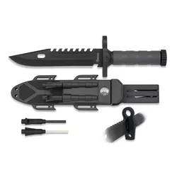 Albainox nůž SURVIVAL s vybavením ČERNÝ