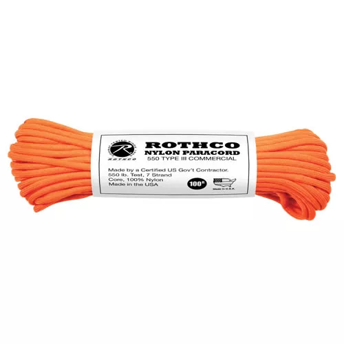 ROTHCO šňůra PARACORD nylon 550LB ø 4 mm / 30 m REFLEXNÍ ORANŽOVÁ