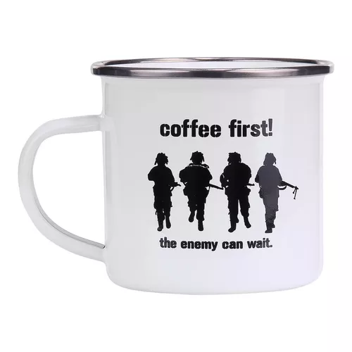 FOSCO hrnek COFFEE FIRST! smaltovaný 300 ml BÍLÝ