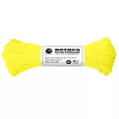 ROTHCO šňůra PARACORD nylon 550LB ø 4 mm / 30 m REFLEXNÍ ŽLUTÁ