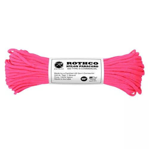 ROTHCO šňůra PARACORD nylon 550LB ø 4 mm / 30 m REFLEXNÍ RŮŽOVÁ