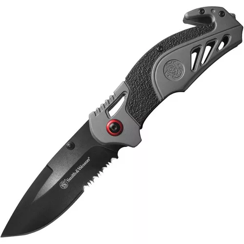Smith & Wesson nůž zavírací 1100038 kombinované ostří, s řezákem ŠEDÝ