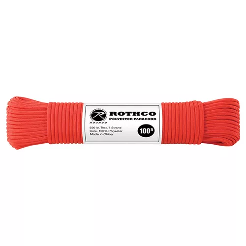 ROTHCO šňůra PARACORD polyester 550LB ø 4 mm / 30 m ČERVENÁ