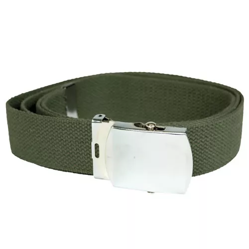 MIL-TEC opasek US šířka 38mm kalhotový se stříbrnou sponou ZELENÝ