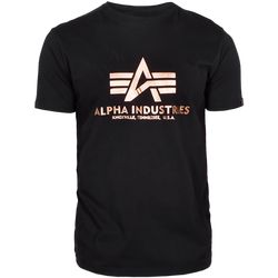 Alpha Industries Tričko  Basic T-Shirt černá | zlatá XS