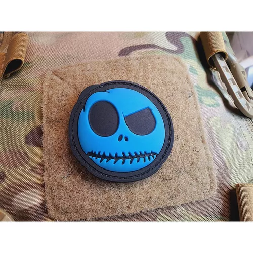 JACKETS TO GO nášivka NIGHTMARE SMILEY plast GLOW IN THE DARK MODRÁ