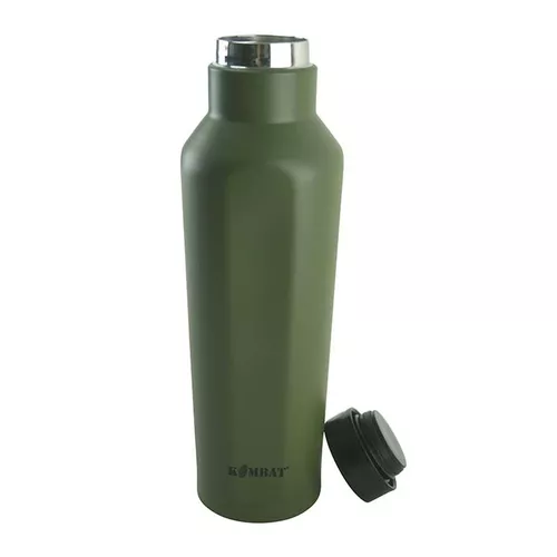 KOMBAT láhev šestihranná MILITARY izolovaná NEREZ 500ml ZELENÁ