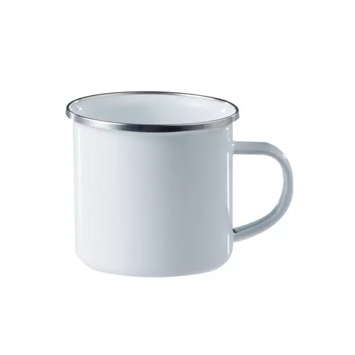 AB hrnek smaltovaný 350ml BÍLÝ nerezový lem