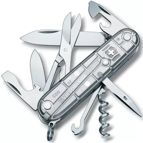 VICTORINOX nůž kapesní CLIMBER 91mm STŘÍBRNÝ transparentní