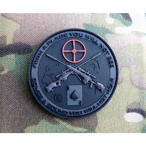 JACKETS TO GO nášivka SNIPER DEATH SPADE plast velcro ČERNÁ