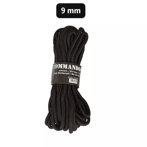 MIL-TEC šňůra COMMANDO pomocná ø 9 mm / 15 m ČERNÁ