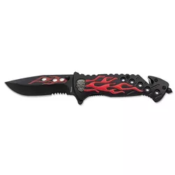 Albainox nůž zavírací RED FLAME kombinované ostří ČERNO/ČERVENÝ